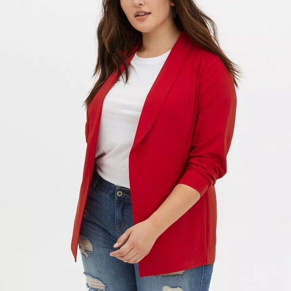 Torrid Parker Studio Crepe Blazer Jester Red 1 (1X, 14-16) - Picture 3 of 11